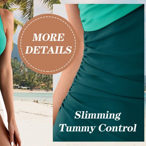 Eomenie Women's One Piece Swimsuits Tummy Control Ruched Push Up Size Medium - Picture 7 of 7